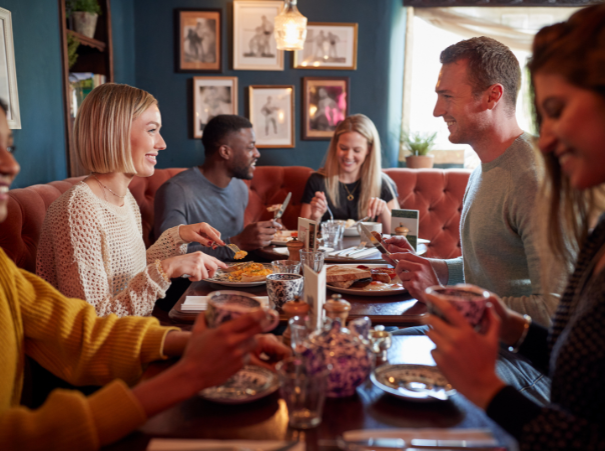 Customers enjoying food